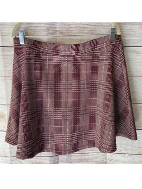 Burgundy Pink Plaid Mini Skirt Juniors XL | Preppy Schoolgirl Dark Academia